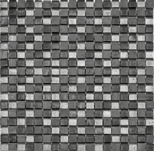 Mosaikfliese Glas-Naturstein 30 x 30 cm grau Steinmaß: ca. 1,5 x 1,5 cm von KNG
