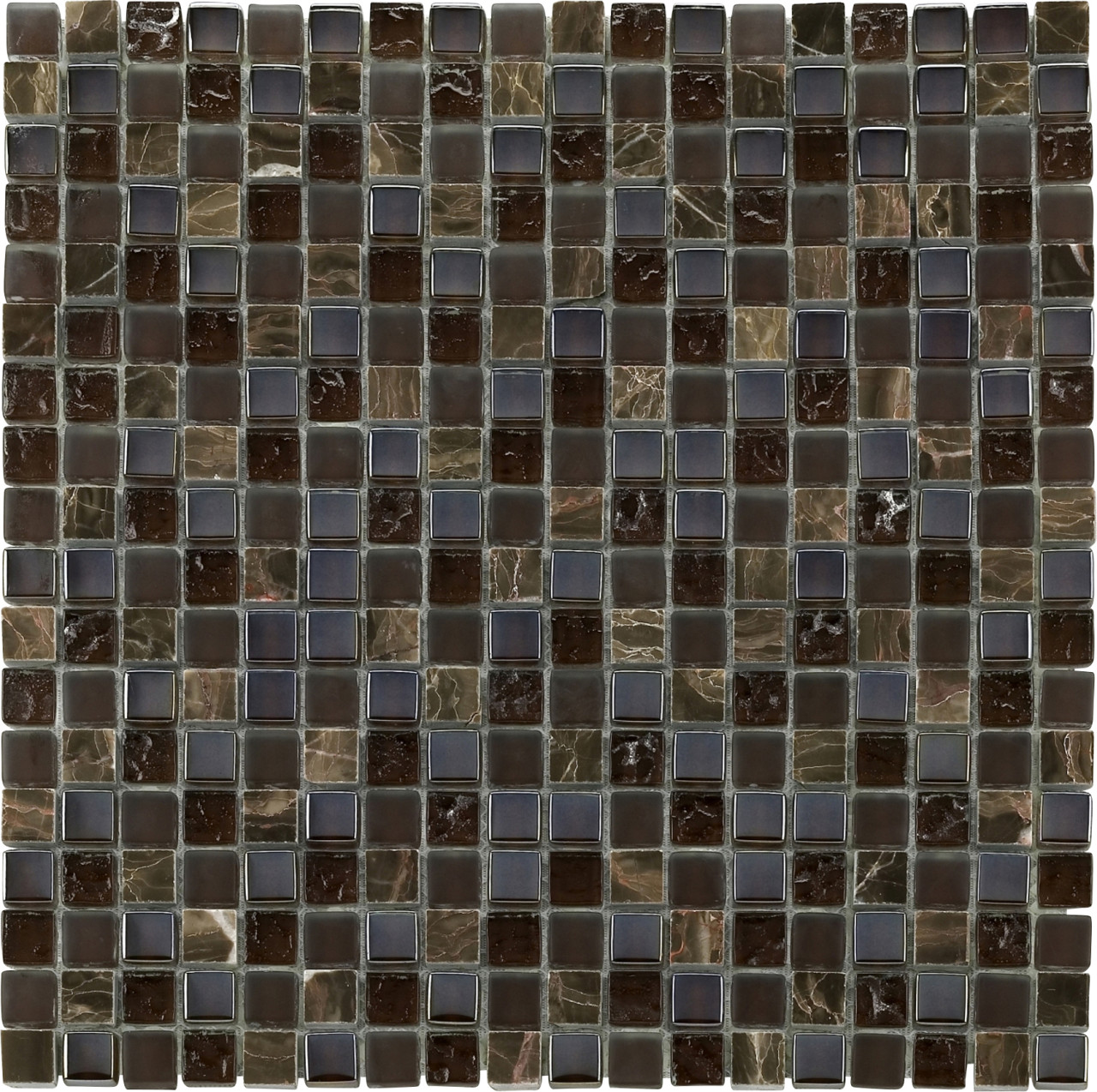 Mosaikfliese Glas-Naturstein 30 x 30 cm braun Steinmaß: ca. 1,5 x 1,5 cm von KNG