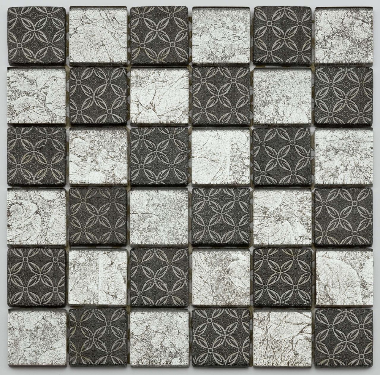 Mosaikfliese Glas Antik Maxi 30 x 30 cm grau Steinmaß: ca. 4,8 x 4,8 cm von KNG