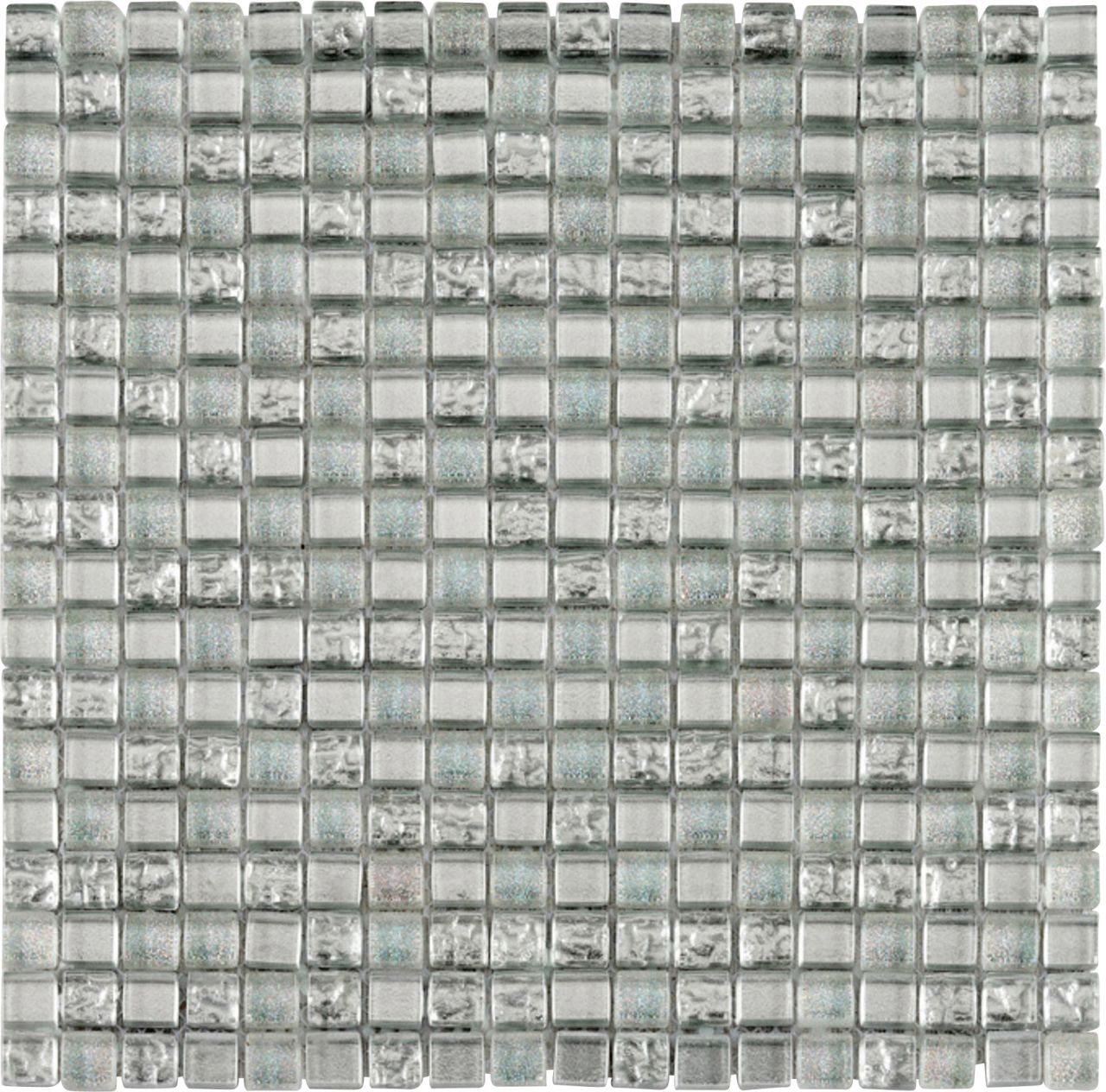 Mosaikfliese Glas Diamant 30 x 30 cm silber Steinmaß: ca. 1,5 x 1,5 cm von KNG