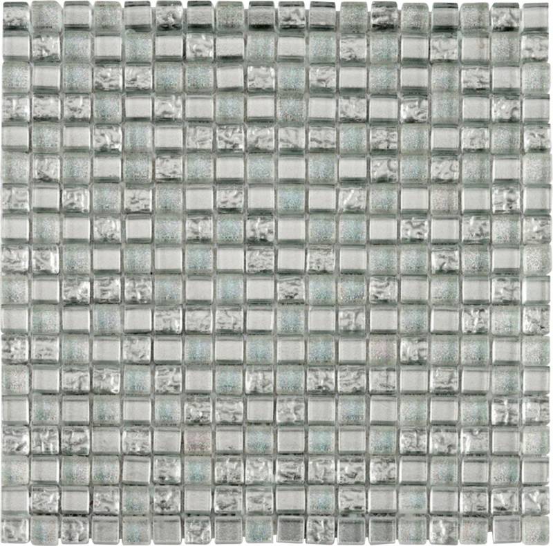 Mosaikfliese Glas Diamant 30 x 30 cm silber Steinmaß: ca. 1,5 x 1,5 cm von KNG