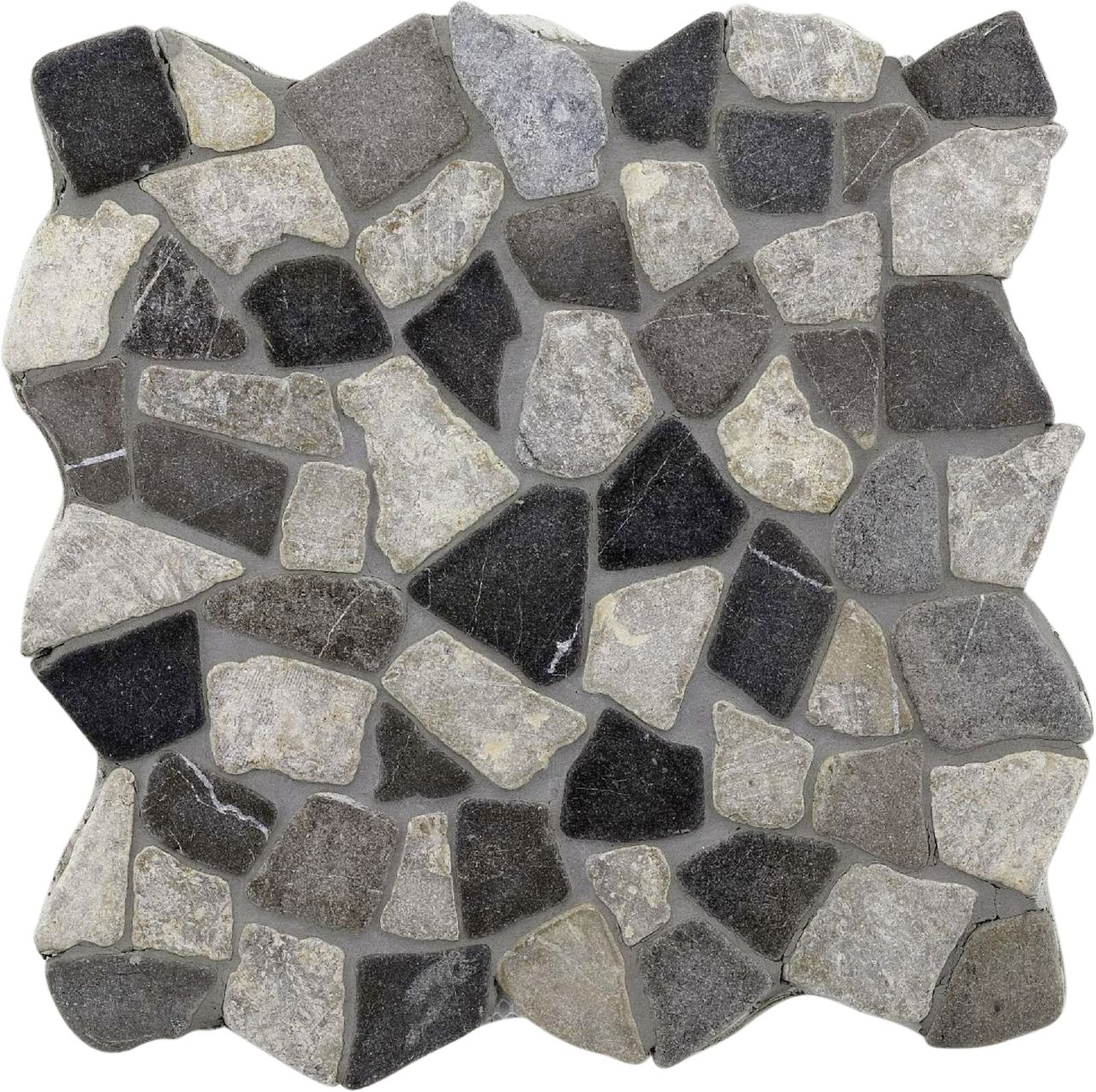 Mosaikfliese Marmor Bruch 30 x 30 cm schwarz-grau von KNG