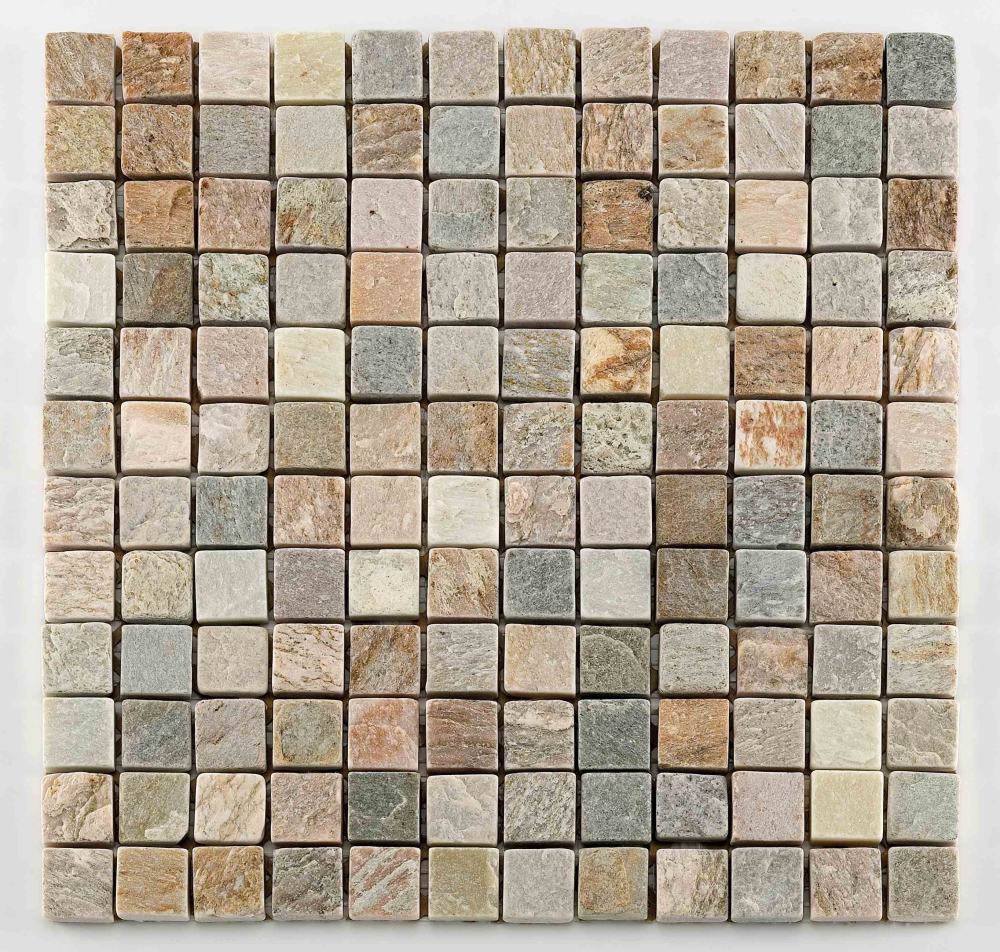 Mosaikfliese Quarzit 30 x 30 cm grau-beige Steinmaß: ca. 2,3 x 2,3 cm von KNG