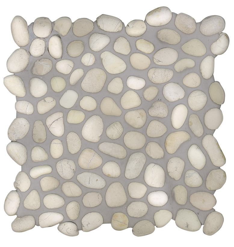 Mosaikfliese Flusskiesel 30 x 30 cm creme von KNG