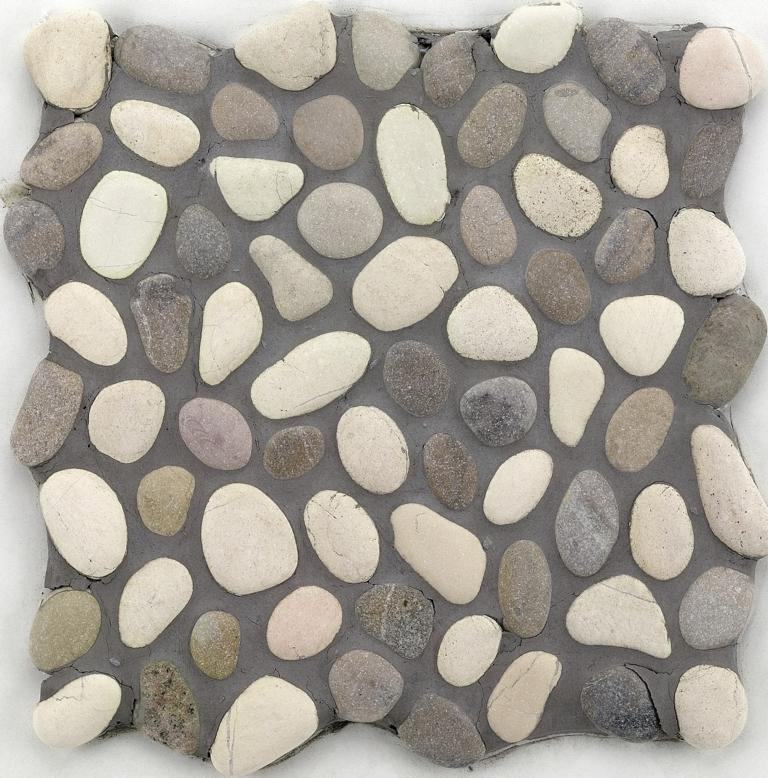 Mosaikfliese Flusskiesel 30 x 30 cm grau-weiß von KNG