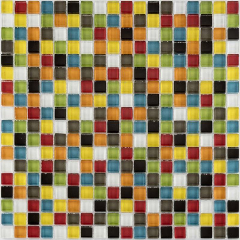 Mosaikfliese Glas 30 x 30 cm bunt Steingröße: ca. 1,5 x 1,5 cm von KNG