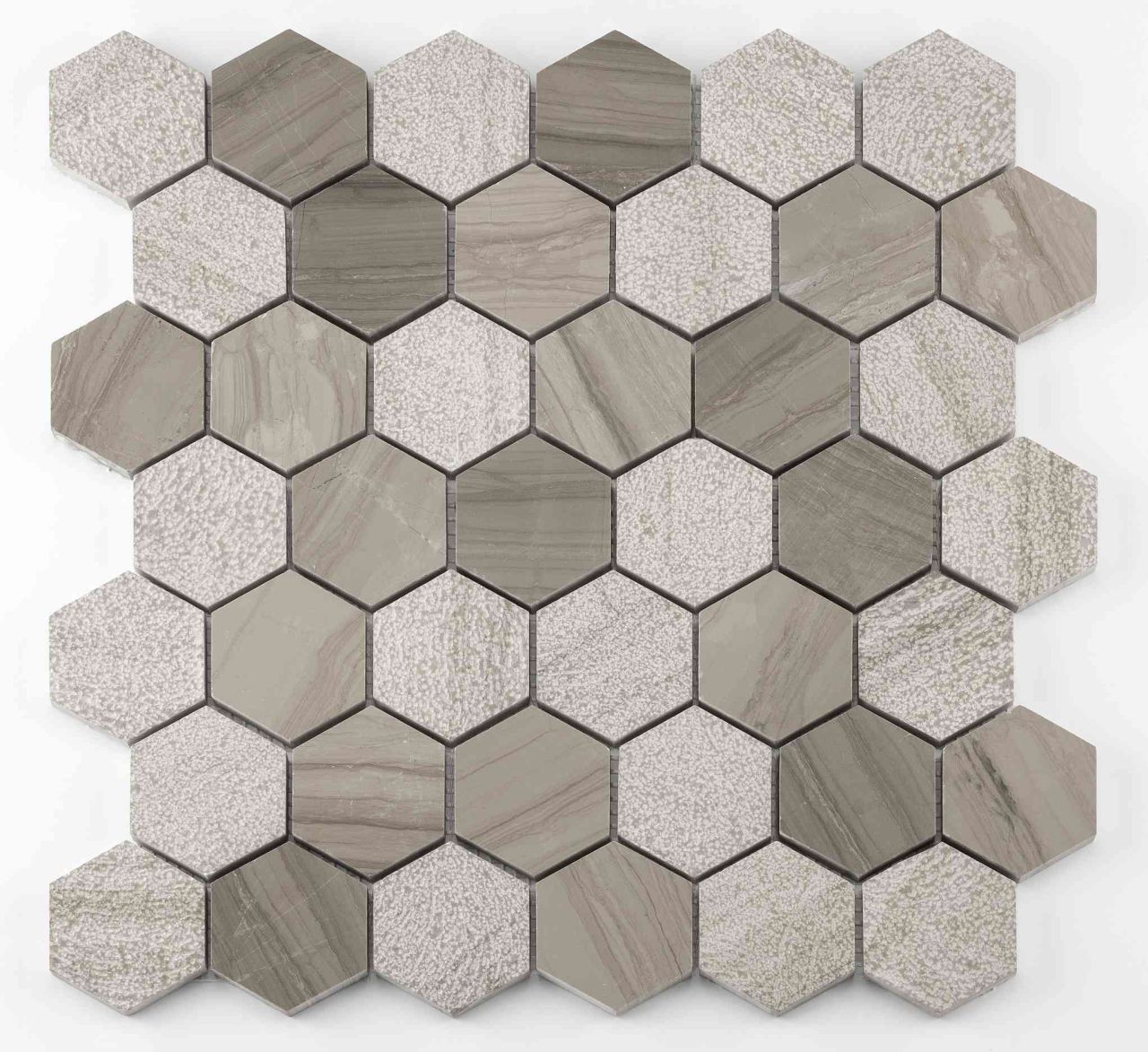 Mosaikfliese Marmor Hexagon 30 x 30 cm taupe-mix Steingröße: ca. 4,8 x 5,5 cm von KNG