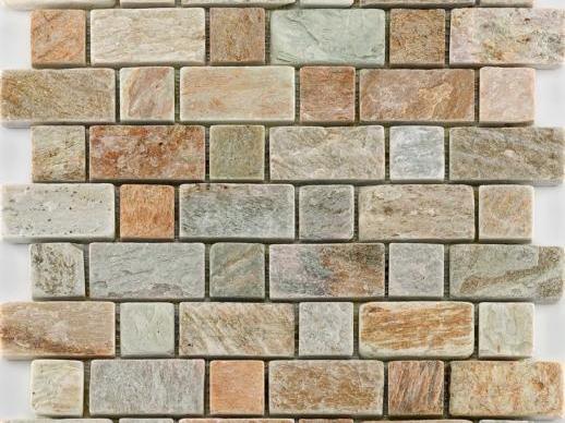 Mosaikfliese Quarzit Brick 30 x 30 cm multicolor von KNG