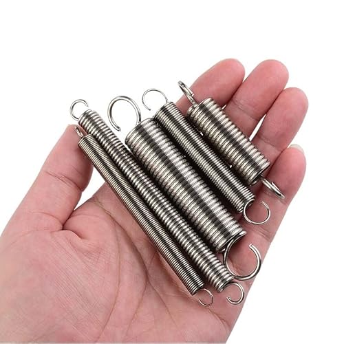 Xhuan-Druckfedern 0,6 mm Drahtdurchmesser 304 Edelstahlspannungsfeder S Haken Runde Haken Spulen Rückzugsverlängerung Spannung Metallfeder, Federdraht, Robuster Mehrzweck(80mm(5pcs),6mm-Round hook) von KNHGTQA