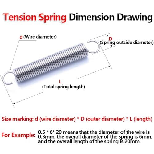 Xhuan-Druckfedern S Hook 304 Stainless Steel Tension Spring Wire Diameter0.8/1.0mm Outer Diameter 6-10m, Robuster Mehrzweck(90mm(2 pieces),6 Mm) von KNHGTQA