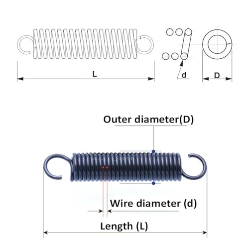 Xhuan-Druckfedern Wire Diameter 2mm Outer Diameter 12-25mm Length 50-100mm Extension Spring With Hook End, 1pc Robuster Mehrzweck(80mm,17mm) von KNHGTQA