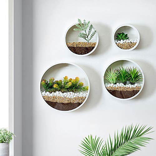 KNIKGLASS 4 Stück Set Blumenvase Wand Pflanzgefäße Metall Pflanzentopf übertöpfe Wanddeko für Zimmerpflanzen Sukkulenten (Weiß) von KNIKGLASS