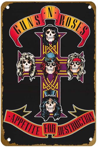 KNIOIL Guns N' Roses Appetite for Destruction Poster, Vintage-Design, Metall-Blechschild, Logo, Familie, Club, Bar, Café, Schlafzimmer, Kunst, Wanddekoration, Geschenk, 20,3 x 30,5 cm von KNIOIL