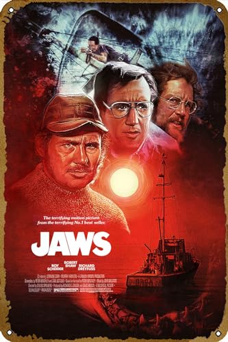 KNIOIL Jaws Filmposter Retro Metall Blechschild Home Kitchen Bar Cafe Club Höhle Vintage Kunst Wanddekoration Geschenk 20,3 x 30,5 cm KNIOIL Jaws Filmposter Retro Metall Blechschild Home Kitchen Bar Cafe Club Höhle Vintage Kunst Wanddekoration Geschenk 20,3 x 30,5 cm von KNIOIL