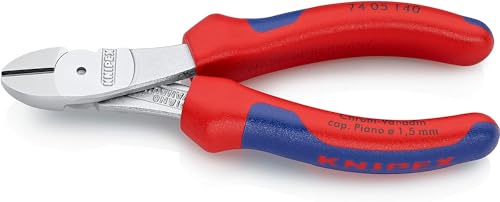 Knipex Kraft-Seitenschneider verchromt, mit Mehrkomponenten-Hüllen 140 mm 74 05 140 von KNIPEX