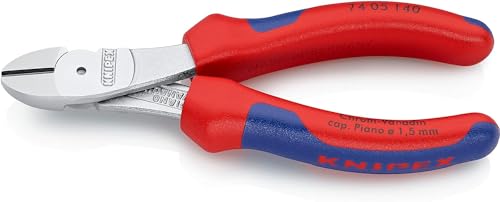 KNIPEX Kraft-Seitenschneider mit Mehrkomponenten-Hüllen verchromt 140 mm, 74 05 140 von KNIPEX