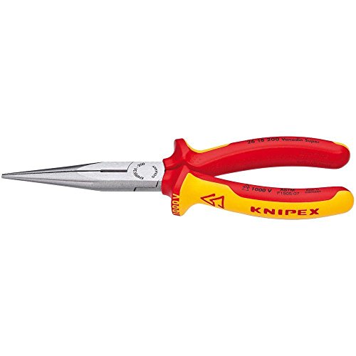 KNIPEX Tools 2618200SBA Spitzzange mit Schneider, 1000 V, isoliert (2618200SBA), Gelb von KNIPEX