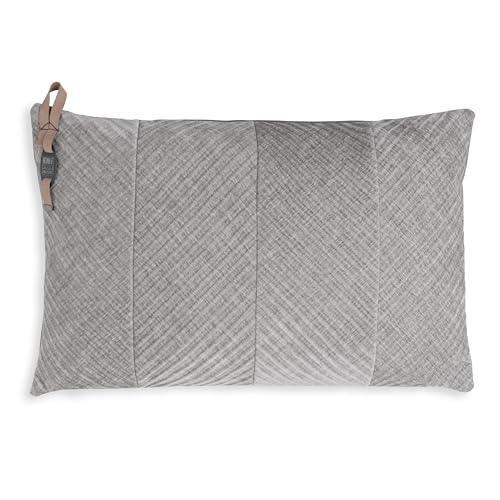 Knit Factory - Beau Kissen - Velourkissen - Modischen Streifenmusters - Sofakissen - 60x40 - Grau von KNIT FACTORY