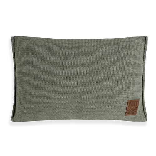 KNIT FACTORY - Uni Zierkissen - Rechteckige Sofa Kissen - Urban Green - Gestrickter Dekokissen - Couchkissen - 60x40 cm - Kissenbezug mit Füllung und Bezug von KNIT FACTORY