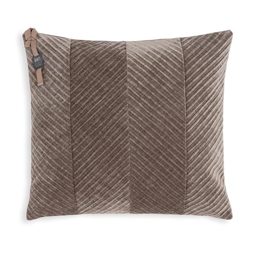 KNIT FACTORY - Beau Kissen - Velourkissen - Modischen Streifenmusters - Sofakissen - 50x50 - Taupe von KNIT FACTORY