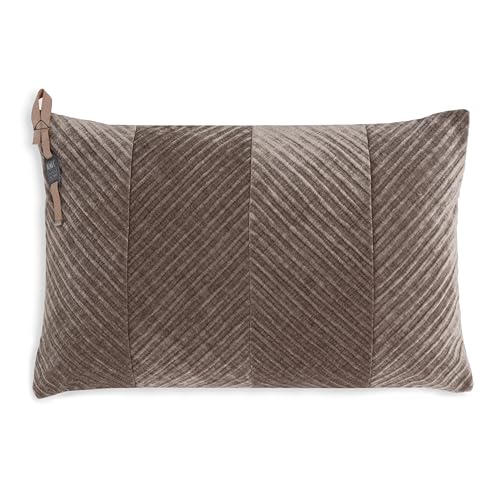 KNIT FACTORY - Beau Kissen - Velourkissen - Modischen Streifenmusters - Sofakissen - 60x40 - Taupe von KNIT FACTORY