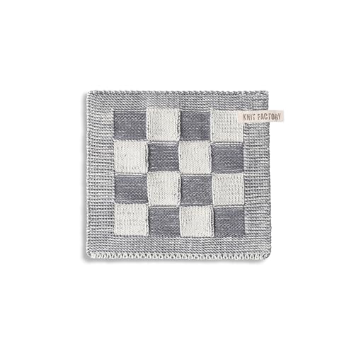 Knit Factory - Topflappen Block - Ecru/Med Grey - 23x23 cm von KNIT FACTORY