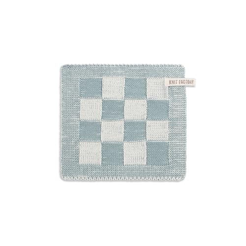 Knit Factory - Topflappen Block - Ecru/Stone Green - 23x23 cm von KNIT FACTORY