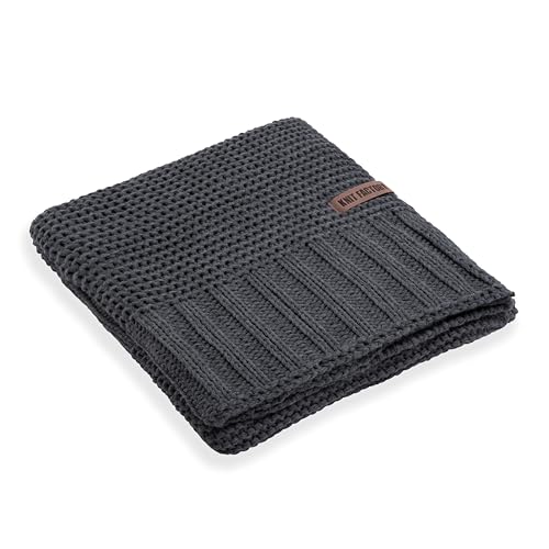 KNIT FACTORY - Vinz Plaid - Anthrazit - 160x130 cm von KNIT FACTORY