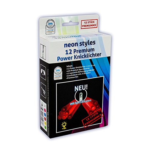 KNIXS 12er Set Premium Power-Knicklichter in rot leuchtend inkl. Spezialhaken und Befestigungsband für Party, Festival, Outdoor oder als Dekoration KNIXS 12er Set Premium Power-Knicklichter in rot leuchtend inkl. Spezialhaken und Befestigungsband für Party, Festival, Outdoor oder als Dekoration von KNIXS