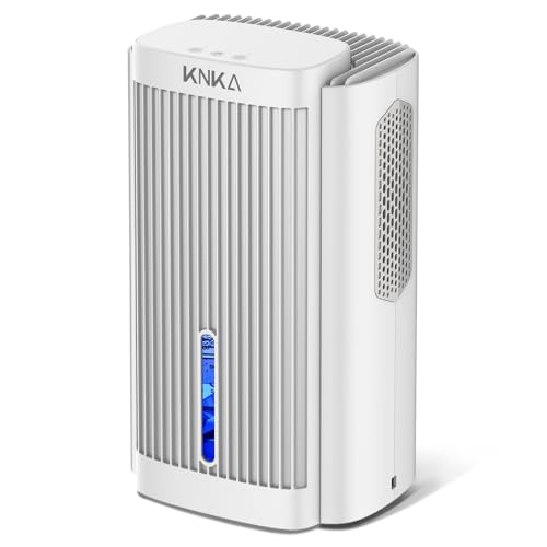 KNKA Luftentfeuchter, Luftentfeuchter Elektrisch, 1,1 l, Raumentfeuchter unter 28dB für Wohnung, Badezimmer, Keller, mit Automatischer Abschaltung und Schlafmodus, Farbiges Nachtlicht (Weiß) von KNKA