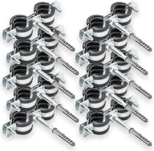 10 x Doppel Rohrschelle + 10 x Dübel + 10 x Stockschraube – Set zur einfachen Rohrbefestigung | Für Sanitär- und Heizungsinstallationen - 3/8" 15-18 mm 10 x Doppel Rohrschelle + 10 x Dübel + 10 x Stockschraube – Set zur einfachen Rohrbefestigung | Für Sanitär- und Heizungsinstallationen - 3/8" 15-18 mm von KNM TRADE