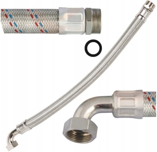 Antivibrationsschlauch 100 cm 1 Zoll Bogenanschluss für Wasserleitung Heizung Gummi EPDM Edelstahlgeflecht Messing drehbar von KNM TRADE