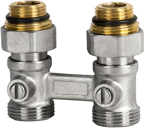 Hahnblock Zweirohr 3/4" x 1/2" Durchgangsform – Heizkörper Ventil, 10 Bar, 120°C von KNM TRADE