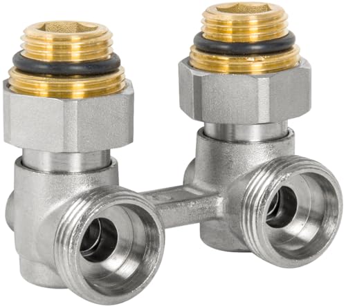 Hahnblock Zweirohr 3/4" x 1/2" Eckform – Heizkörper Ventil, 10 Bar, 120°C, Eckanschluss von KNM TRADE