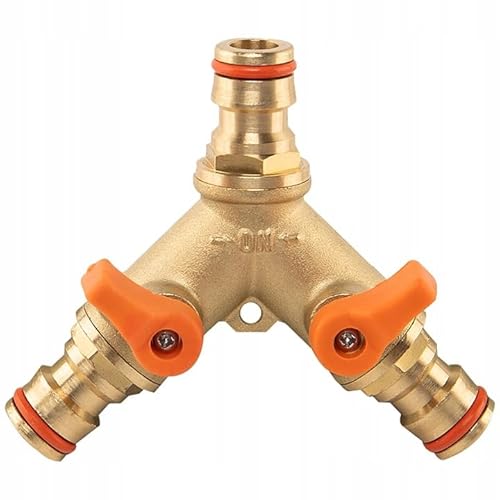 KNM TRADE 3-Wege Y-Verteiler mit Absperrhähnen – Messing Gartenschlauch-Verteiler für Wasserhahn & Bewässerungssysteme von KNM TRADE