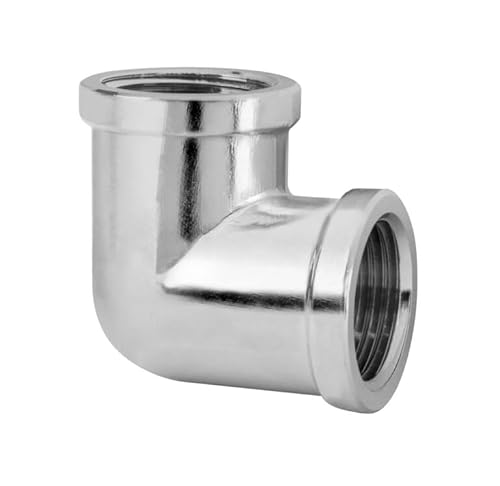 Chrom Fitting aus Messing Winkel IG-IG 1/2 Zoll - Gewindefittings Korrosionsbeständig - Messingverschraubungen für Wasserinstallationen von KNM TRADE