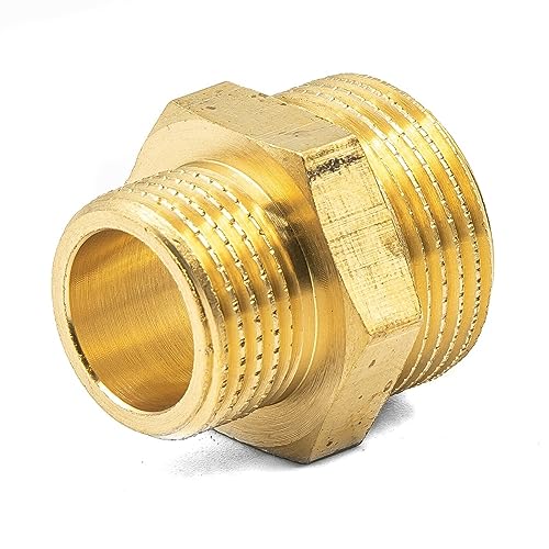 Messing-Gewindefitting Doppelnippel reduziert AG/AG 1"x1/2" | Gewinde-Adapter für unterschiedliche Anschlussgrößen von KNM TRADE
