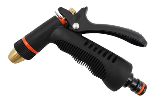 Garten Spritzpistole Metall verstellbar – Profi Bewässerungspistole mit 3 Sprühfunktionen und Schnellkupplungsanschluss von KNM TRADE