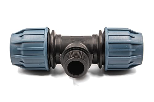 PP Fitting Kunststoff Verschraubung für PE Rohr 20 mm x 3/4 Zoll - Fittings aus Polypropylen - Klemmverbinder Trinkwasser Winkel - T-Stücke mit Außengewinde von KNM TRADE