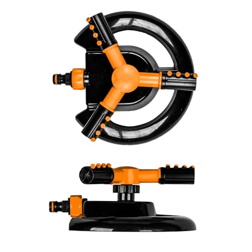 Rasensprenger rotierend 3-armig mit Einstellbarer Reichweite/Kreisregner mit stabilem Standfuß 360° – verstellbar Ø 8 m (bis 50 m²) von KNM TRADE