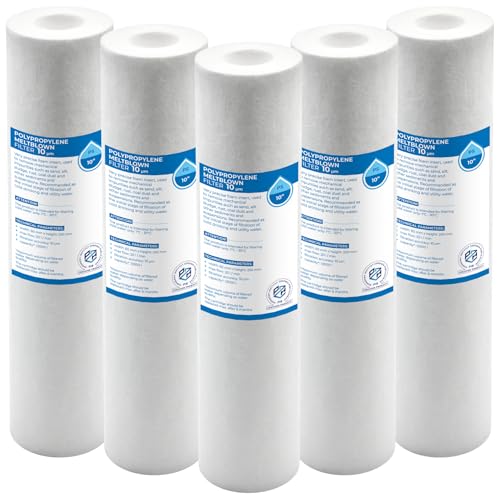Sedimentfilter Wasserfilter 10" Filtereinsatz, Filterkartusche, Filterpatrone, Vorfilter, Filtereinsatz 10” in verschiedenen Größen (5 Stück, 50 Micron Sedimentfilter) von KNM TRADE