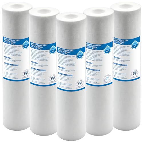 SedimentfilterWasserfilter 10" Filtereinsatz Filterkartusche Filterpatrone Vorfilter Activkohl, Filtergehäuse Filtereinsatz 10” in Verschiedenen Größe (5 Stück, 10 Micron Sedimentfilter) von KNM TRADE