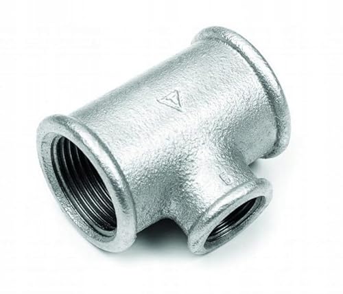 Verzinkt Fitting Temperguss T-Stück reduziert 90° Innengewinde (1" x 1/2") von KNM TRADE