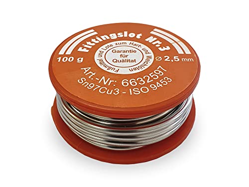 Lötzinn, Weichlot 100g oder 250 g für Löt-Fitting Kupfer Lot S-Sn97cu3 (3 mm 100g) von KNM TRADE