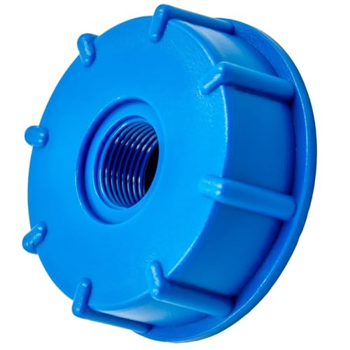 IBC Container Tank Verbinder Adapter Deckel Innengewinde IG S60x6 Grobgewinde Blau Kunststoff Tankdeckel (1/2") von KNM TRADE
