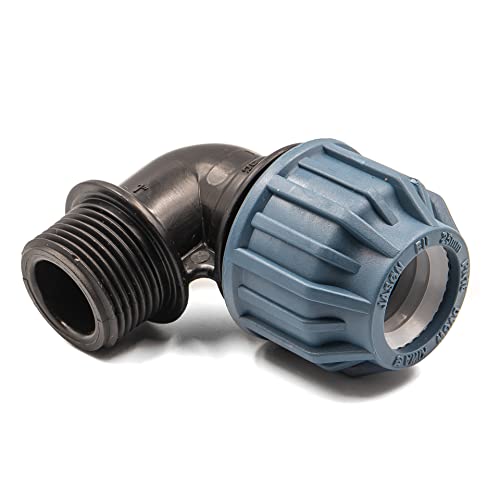 PP Fitting Kunststoff Verschraubung für PE Rohr 25 mm x 3/4 Zoll - Fittings aus Polypropylen - Klemmverbinder Trinkwasser Winkel - Bogen mit Außengewinde von KNM TRADE