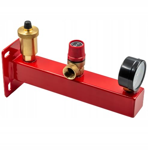 Sicherheitsgruppe Stahl 3 bar für Heizungsanlage | Manometer, 3 bar-Sicherheitsventil & automatischer Entlüfter | Kesselschutz Komplett-Set von KNM TRADE