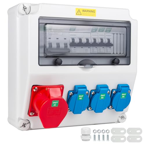 KNMlPJD Stromverteiler mit CEE Steckdose 16A Aufputz Baustromverteiler mit Fi Schalter Typ A, 40A 30mA RCBO Wandverteiler starkstrom steckdose für den Innen- und Außenbereich KNMlPJD Stromverteiler mit CEE Steckdose 16A Aufputz Baustromverteiler mit Fi Schalter Typ A, 40A 30mA RCBO Wandverteiler starkstrom steckdose für den Innen- und Außenbereich von KNMIPJD