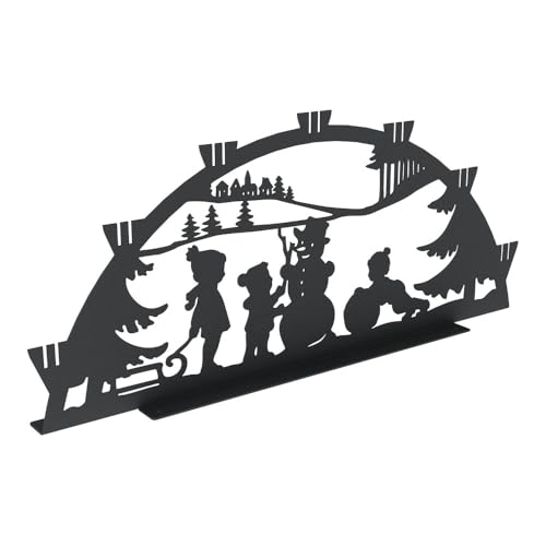 KNOBLOCH Schwibbogen aus Metall Winter-Motiv | XXL für außen oder Kleiner für Innen | Schwarz | Outdoor | Weihnachtsdeko für Fenster, Garten und Balkon | Weihnachtsbeleuchtung (60 cm, Schneemann) von KNOBLOCH