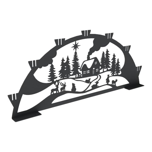 KNOBLOCH Schwibbogen aus Metall Winter-Motiv | XXL für außen oder Kleiner für Innen | Schwarz | Outdoor | Weihnachtsdeko für Fenster, Garten und Balkon | Weihnachtsbeleuchtung (60 cm, Winter) von KNOBLOCH